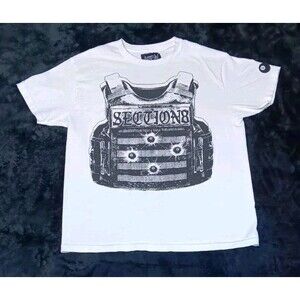Section 8 Short Sleeve Graphic Tee Mens L White Bulletproof Vest Tactical 8 Ball